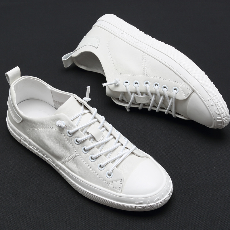 Men's Leather Casual Sneakers All-match Light White Shoes