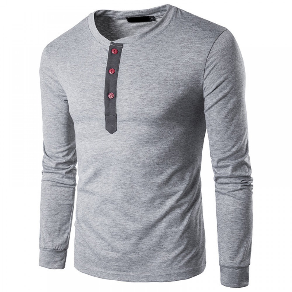 New Men's Long-Sleeved Round Neck Collar Mens T-Shirt Casual Bottoming Shirt